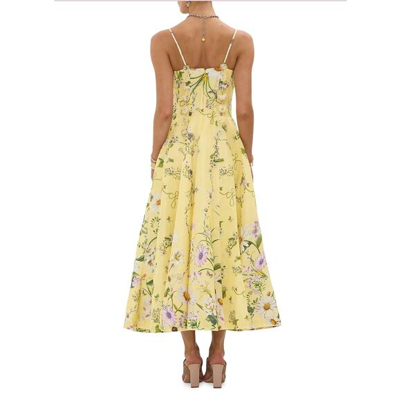 Camilla Daisy Chains Floral Linen-Silk Midi-Dress M - Picture 4 of 15